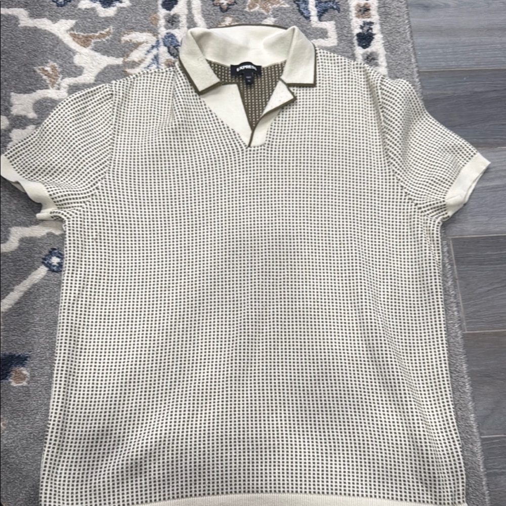 Express Cream Polo Shirt with Textured Fabric